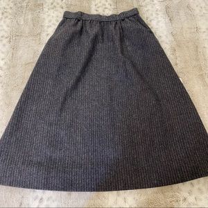 vintage hl spencer grey wool herringbone midi skirt pockets & beltloops / sz 7